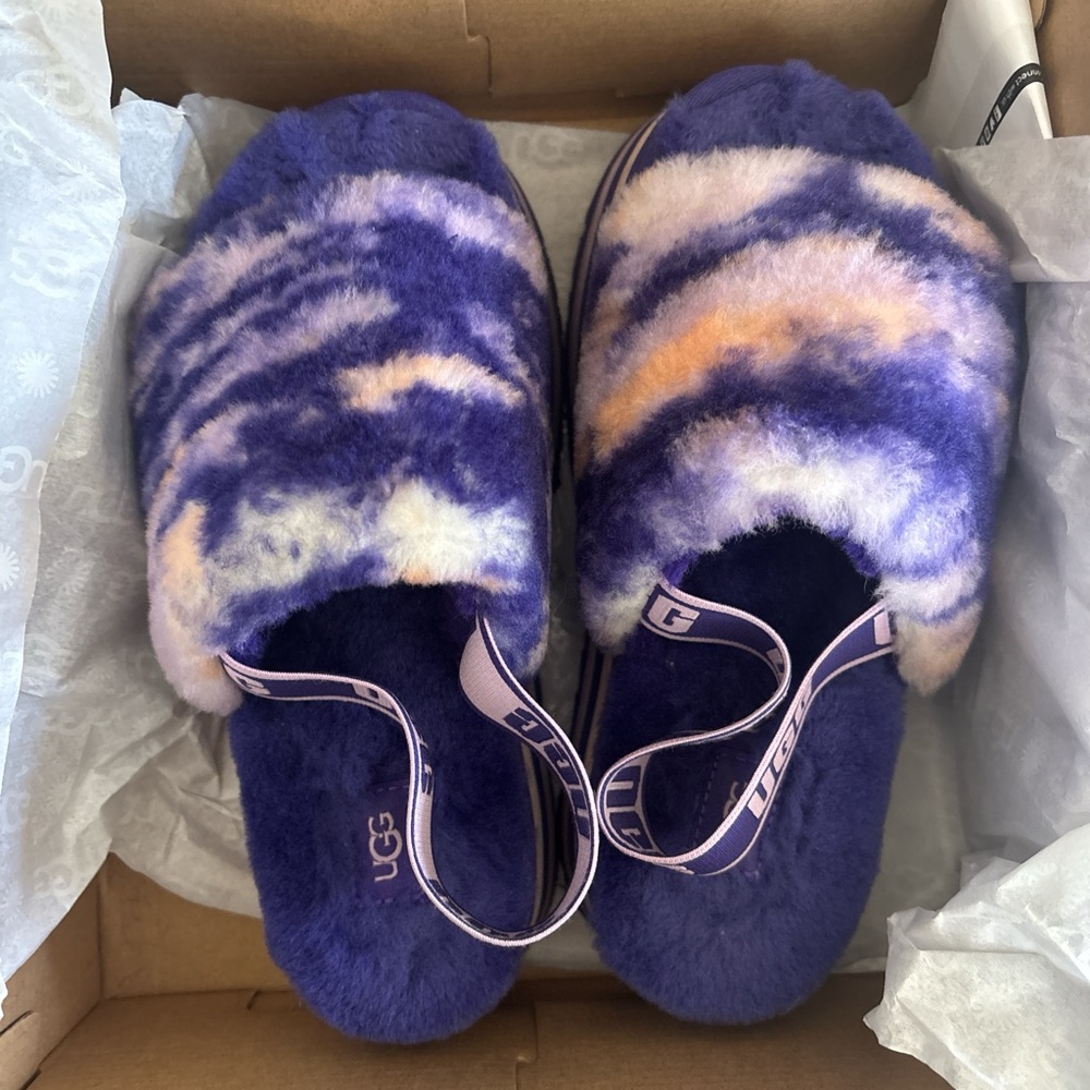 UGG Purple and Orange Fluffy Slippers